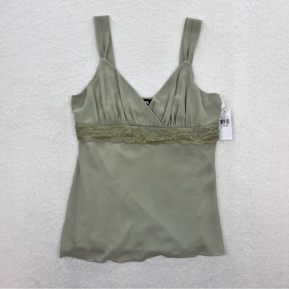 NWT Deadstock I.N. San Francisco Green Y2K Fairy Flowy Blouse Size Large